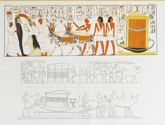 Tre rappresentazioni del trasporto del santuario funebre